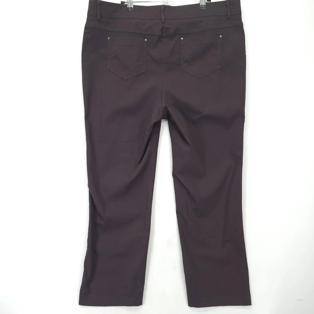 89th + Madison Women 20 Brown Stretch‎ Straight Leg Dress Pants Casual Office